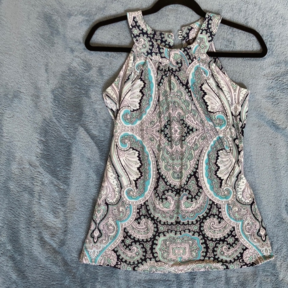 Bohemian pattern turquoise blouse - paisley button